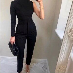 Zara Women’s black Flat high waist trouser dress pants bloggers Fave in size S